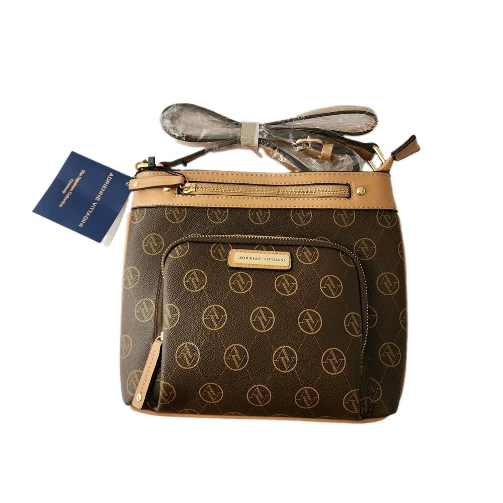ADRIENNE VITTADINI The Signature Collection Chocolate Monogram Crossbody NWT